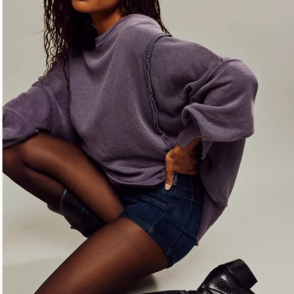 NWT FREE PEOPLE Purple Camden Oversized Sweatshirt We The Free